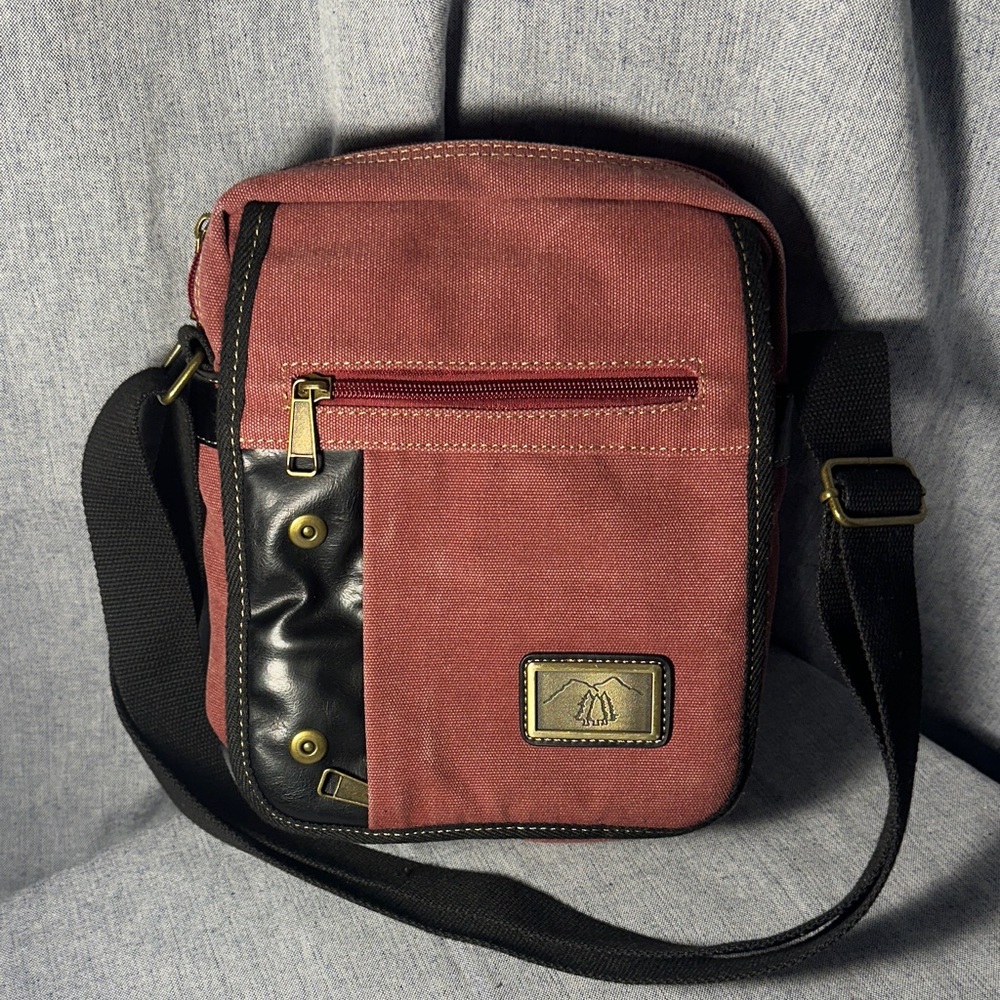 Stylish Burgundy Crossbody Bag with Black Accents